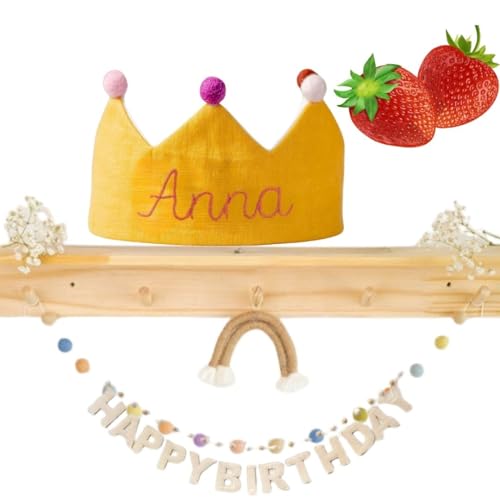 Handmade Mustard Birthday Crown with Name