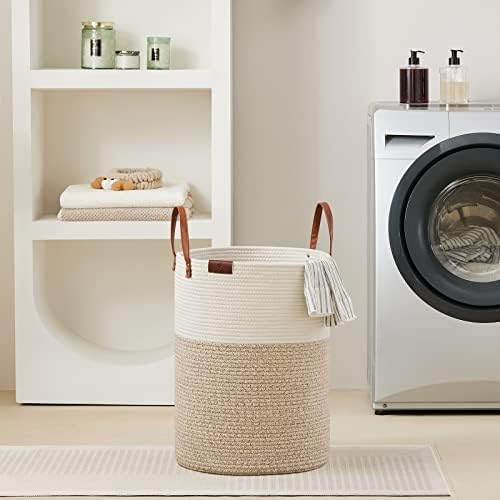 VIPOSCO Tall Laundry Basket 58L Woven Rope Hamper 1