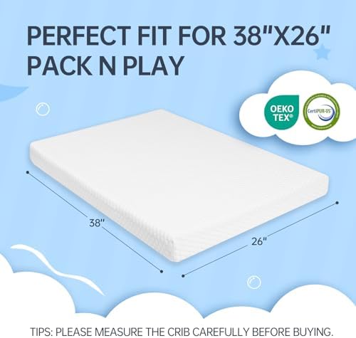 Cocellona Pack and Play Mattress Pad with Removable Cover