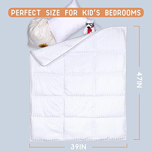 ZPECC Toddler Comforter 39x47 White Stripe Hypoallergenic Blanket Quilt
