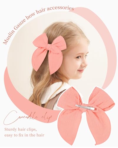 Doboi 55 Inch Muslin Baby Girl Bows with Alligator Clips 1
