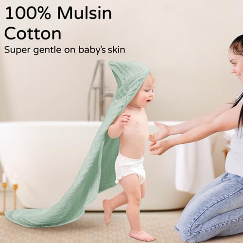Yoofoss Hooded Baby Towel 2 Pack 32x32 Inch Muslin Cotton
