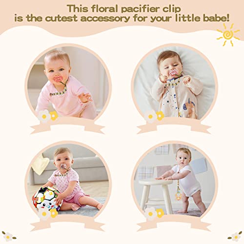 Symbolife Floral Daisy Pacifier Clip Holder