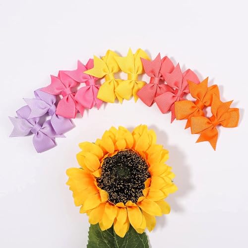 ALinmo 2 Baby Hair Clips with Lined Bows in Pairs