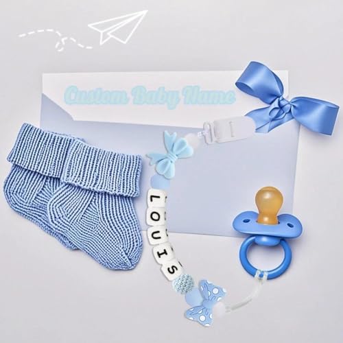 Personalized Baby Pacifier Clip with Name Blue