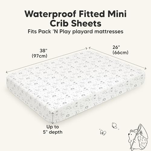 KeaBabies 2-Pack Waterproof Pack and Play Sheets - 38 x 26 Viscose Bamboo
