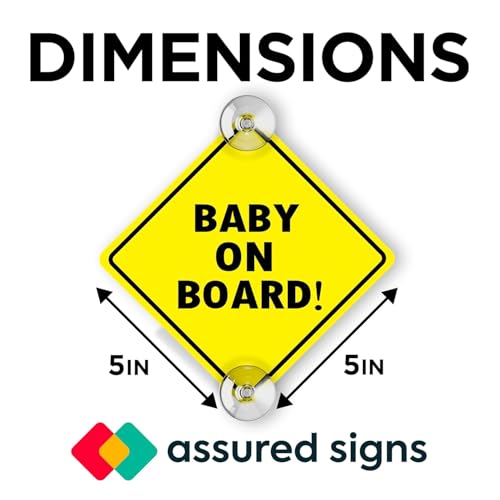 Baby On Board Sign with Suction Cups 5x5 Inch