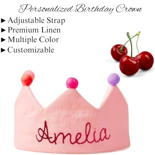 Personalized Baby Birthday Crown with Embroidered Name