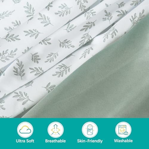 Biloban Mini Crib Sheets 4 Pack Aqua Leaf