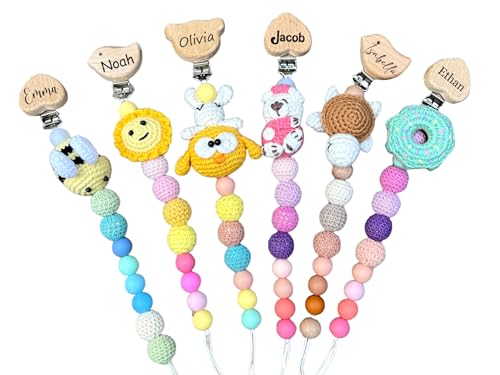 Handmade Custom Crochet Pacifier Clip for Boys and Girls