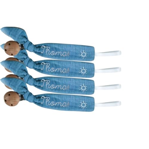 Customizable Wooden Pacifier Clip with Embroidery 1