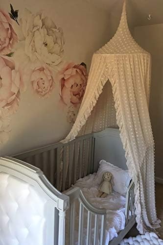 Wonder Space Kids Bed Canopy with Pom Pom - Beige
