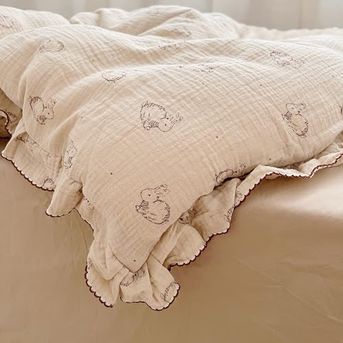 AOJIM Pure Cotton Rabbit Muslin Duvet Cover 47X59 Inches