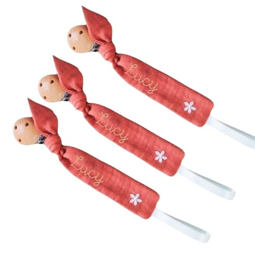 Personalized Wooden Pacifier Clip with Embroidery 1