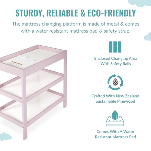 Dream On Me Ridgefield Changing Table in Blush Pink White