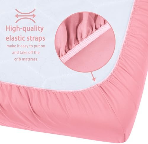 GUNTAIL Pack n Play Sheets 2 Pack Love Pink 38x26 Inch