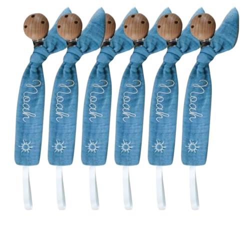 Customizable Wooden Pacifier Clip with Embroidery