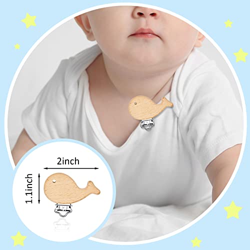 20 Piece Wood Pacifier Clips with Cute Animal Patterns
