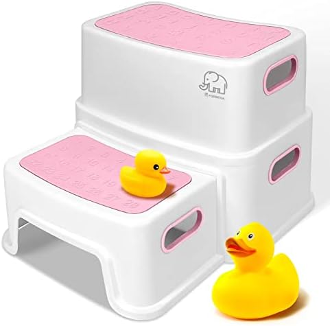 Forbena Pink Toddler Step Stool with Handle