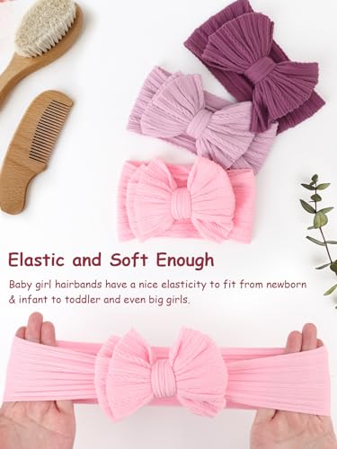 AQOKKA Baby Bows Headbands with Big Bows for Newborn Toddler