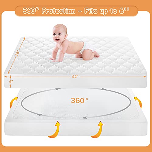 Yoofoss Waterproof Crib Mattress Protector 2 Pack