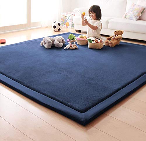 Loartee Nursery Rug Dark Blue Velvet Play Mat