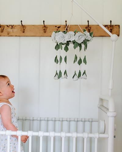 Baby Crib Mobile Arm Holder - Natural Beechwood 31 Inch White