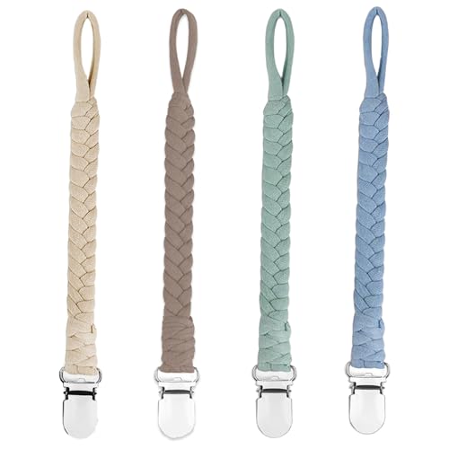4 Pcs Pacifier Clips Braided Handmade for Babies