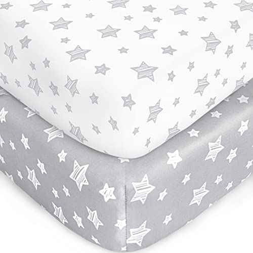 Moonsea Crib Sheets 2 Pack Grey White 1