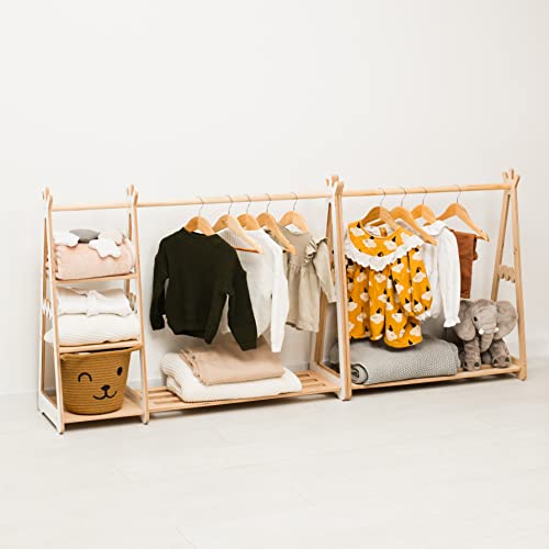 Montessori Wooden Clothing Rack for Toddler Kids