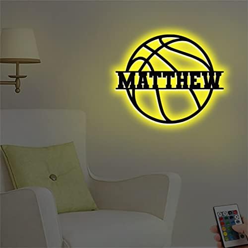 Personalized Basketball Name Sign Lamp Wall Decor for Kids