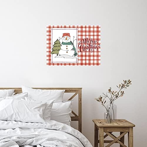 Autravelco Vinyl Wall Quotes Christmas Red Buffalo Plaid Check Sticker