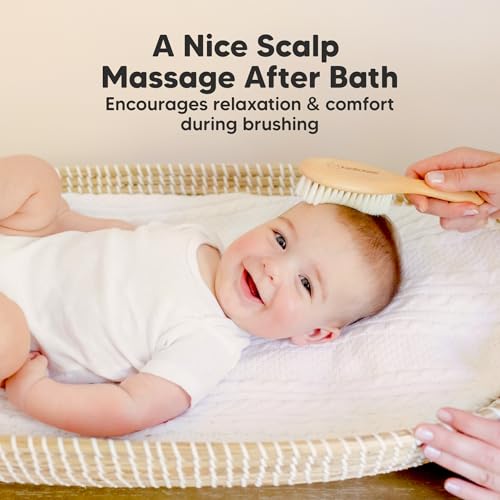 KeaBabies Wooden Baby Hair Brush with Soft Goat Bristles 1