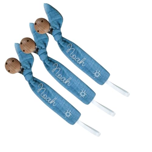 Customizable Wooden Pacifier Clip with Embroidery