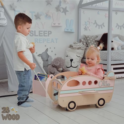 Personalized Wooden Toy Box With Wheels for Kids 1