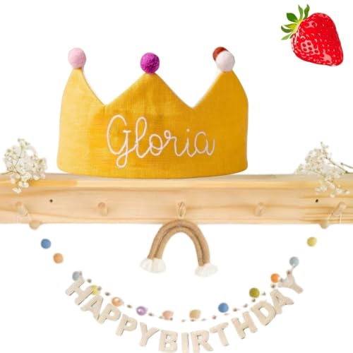 Handmade Mustard Birthday Crown with Name