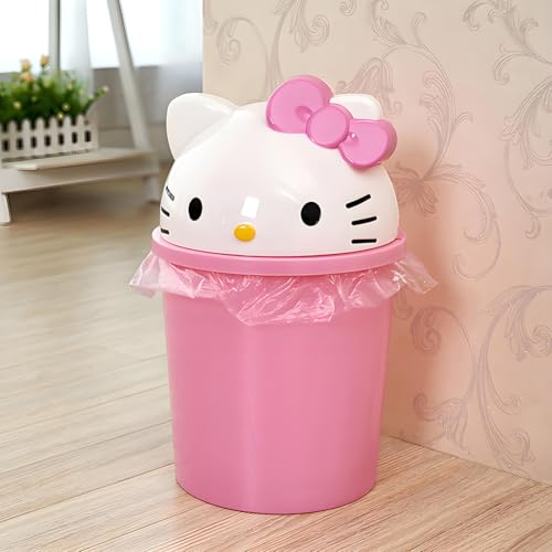 2 Gallon Cute Pink Kids Trash Can for Bedroom