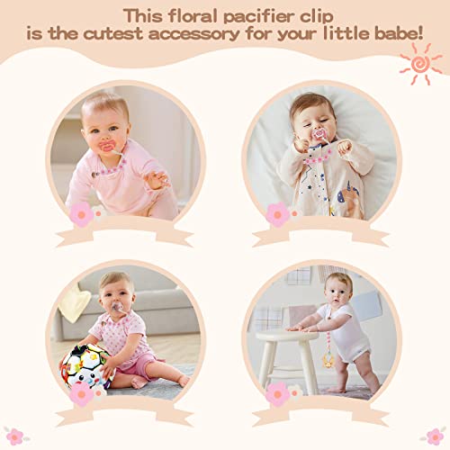 Symbolife Floral Daisy Macrame Pacifier Clip Holder 1