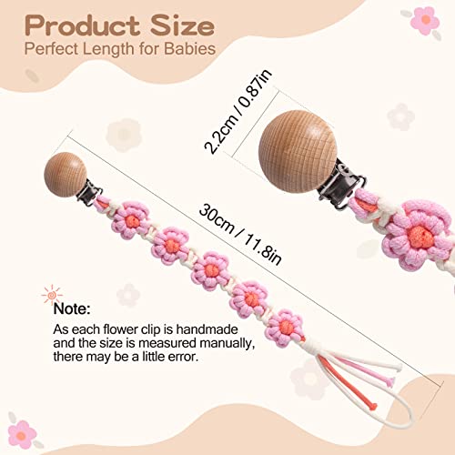 Symbolife Floral Daisy Macrame Pacifier Clip Holder 1