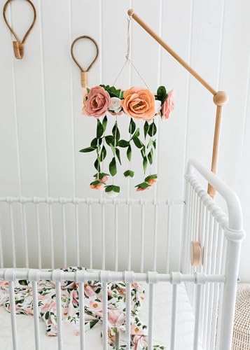 Felt Rose Baby Crib Mobile - Handmade Nursery Decor 1