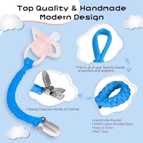 Pokipaw 6-Pack Pacifier Clip for Boys and Girls