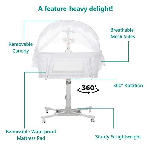 Dream On Me Breeze Swivel Bassinet in White