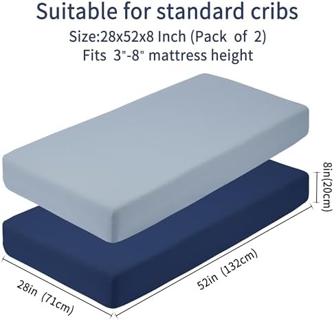 GUNTAIL Crib Sheets 2 Pack Navy Gray Microfiber