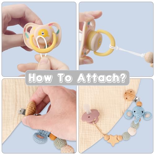 LSTRAGY 2 Pack Pacifier Clips with Deer Elephant Designs