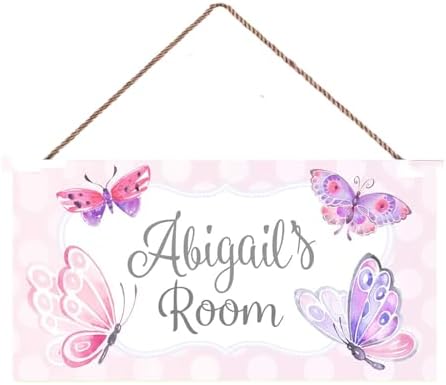 Personalized Name Purple Pink Butterfly Wall Art Sign