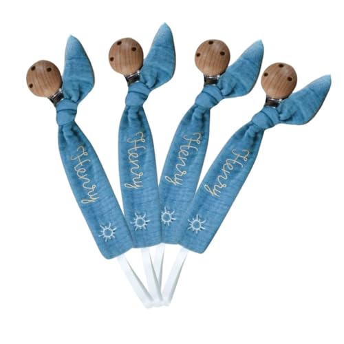 Custom Wooden Letter Pacifier Clip with Embroidery
