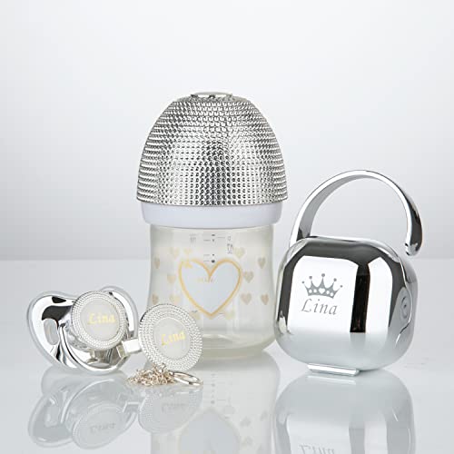 MIYOCAR 3pcs Bling Baby Pacifier Set with Name