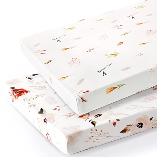 GRSSDER Stretchy Ultra Soft Jersey Knit Pack n Play Sheets Set 2 1