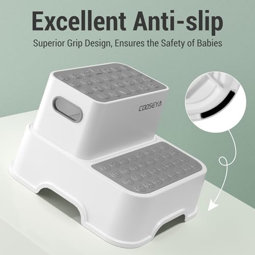 COOSEYA 2 Step Stools for Kids - No-Slip and Cute