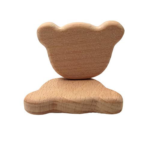 20pcs Natural Wood Pacifier Clips Bear Shape DIY Accessory 1